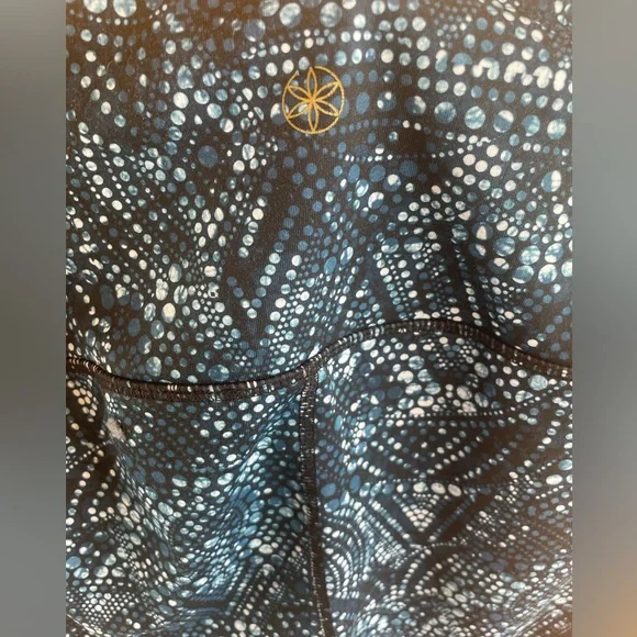 Navy Geometric High Rise Leggings Size Large 25” Inseam Yoga Athleisure - Picture 5 of 7